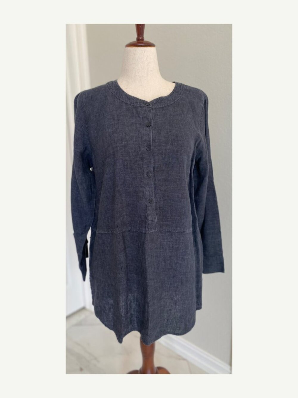 Eileen Fisher Blue Denim Look Button Front Tunic